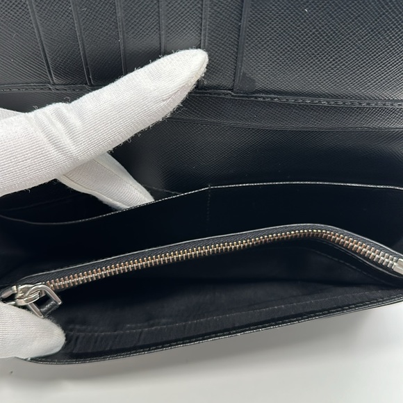 Authentic PRADA Men's Saffiano Leather Bi-Fold Long Wallet- Black - Picture 10 of 15
